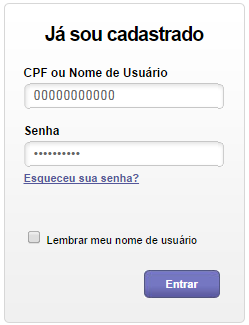 Faça o login no seu cadastro